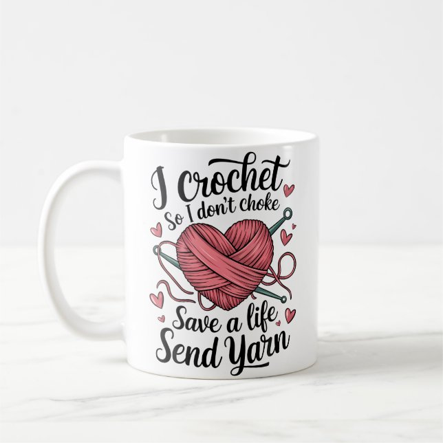 Funny Crochet Yarn Crafting Humor Knitting Tee Kaffeetasse (Links)