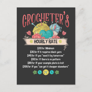 Funny Crocheter Stundensatz Crocheting Frauenquote Postkarte