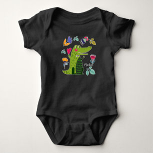 Funny Crocodile mit Herz Custom Baby Bodyssuits Strampler