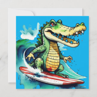 Funny Crocodile surfing