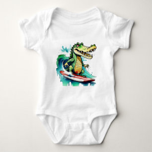 Funny Crocodile surfing T - Shirt