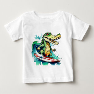 Funny Crocodile surfing T - Shirt
