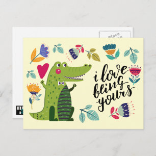 Funny Crocodile Valentine's Day Postkarten