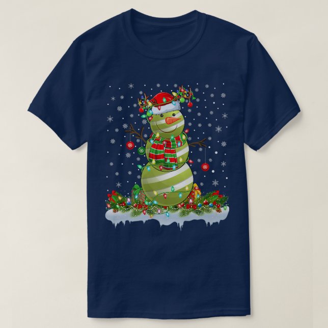 Funny Croquet Ball Snowman Xmas Lights Croquet Chr T-Shirt (Design vorne)