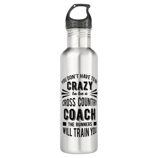 Funny Cross Country Coach Crazy Edelstahlflasche (Vorderseite)
