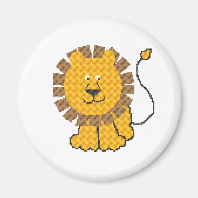 Funny cross-stitch Cartoon Lion Magnet (Vorne)