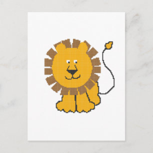 Funny cross-stitch Cartoon Lion Postkarte