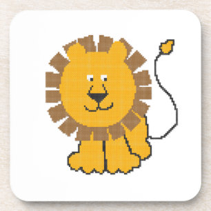 Funny cross-stitch Cartoon Lion Untersetzer