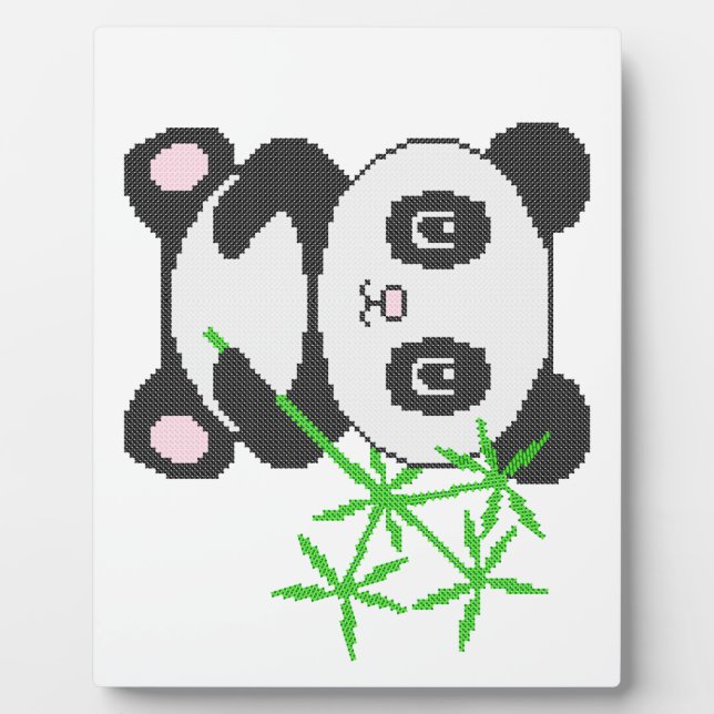 Funny cross-stitch panda fotoplatte (Vorderseite)