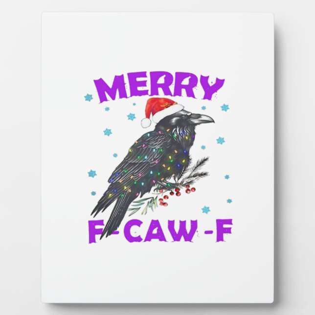 Funny Crow Christmas Classic Vintage Style Fotoplatte (Vorderseite)