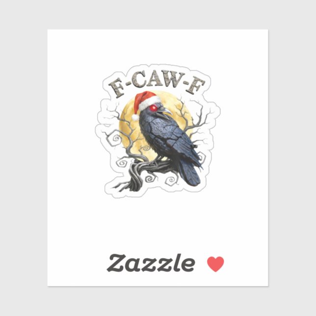 Funny Crow F-Caw-F Bird Gothic Christmas Santa Hat Aufkleber (Blatt)