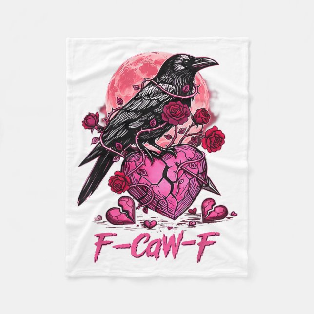 Funny Crow F-caw-f Valentines Day Black Bird Fcawf Fleecedecke (Vorderseite)