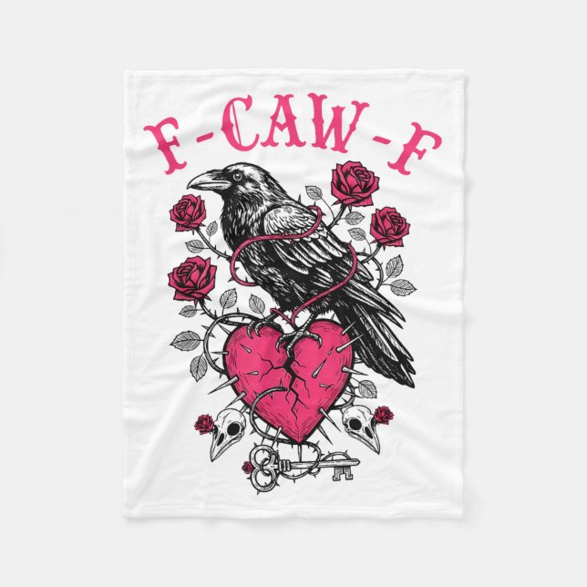 Funny Crow F-caw-f Valentines Day Black Bird Fcawf Fleecedecke (Vorderseite)
