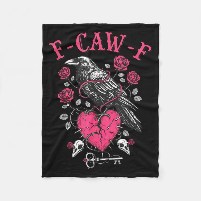Funny Crow F-caw-f Valentines Day Black Bird Fcawf Fleecedecke (Vorderseite)