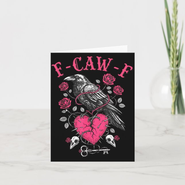 Funny Crow F-caw-f Valentines Day Black Bird Fcawf Karte (Vorderseite)
