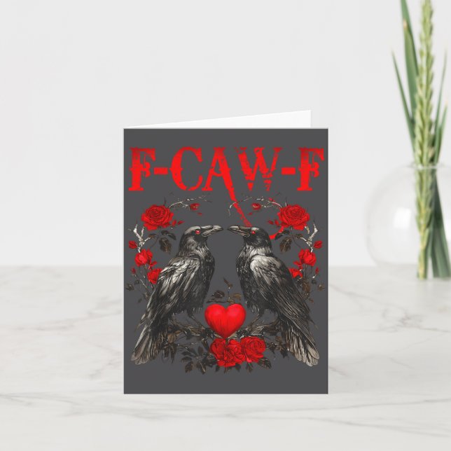 Funny Crow F-caw-f Valentines Day Black Bird Fcawf Karte (Vorderseite)
