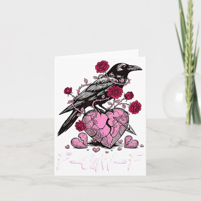 Funny Crow F-caw-f Valentines Day Black Bird Fcawf Karte (Vorderseite)
