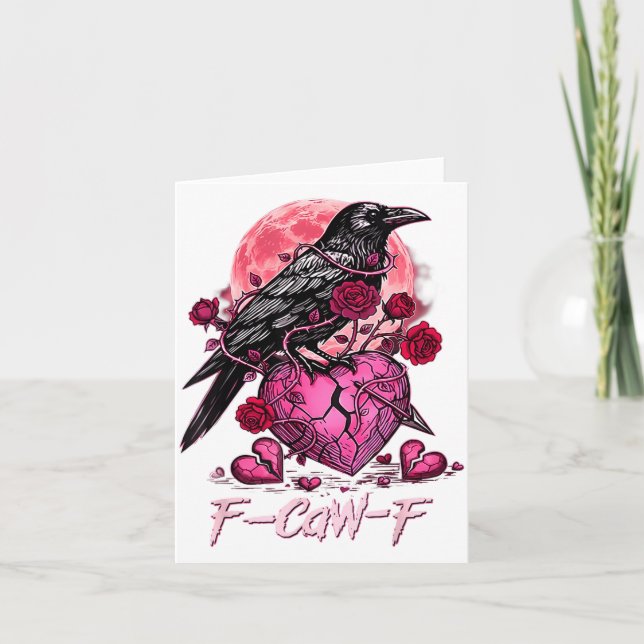 Funny Crow F-caw-f Valentines Day Black Bird Fcawf Karte (Vorderseite)