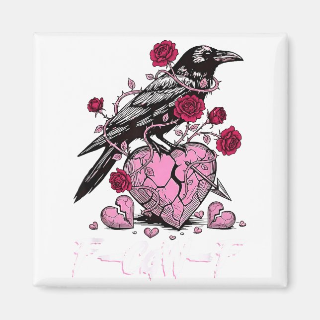 Funny Crow F-caw-f Valentines Day Black Bird Fcawf Magnet (Vorne)