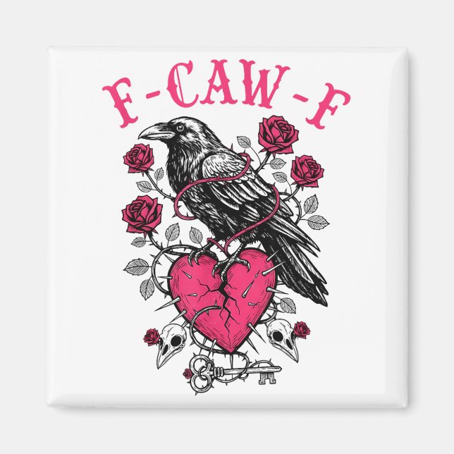 Funny Crow F-caw-f Valentines Day Black Bird Fcawf Magnet (Vorne)