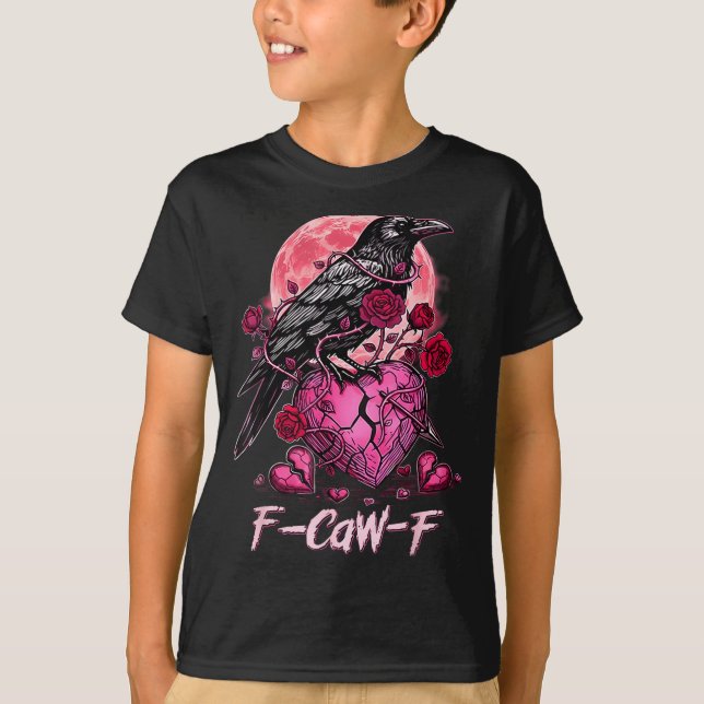 Funny Crow F-caw-f Valentines Day Black Bird Fcawf T-Shirt (Vorderseite)