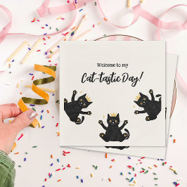 Funny Crown Black Cat Geburtstag Serviette