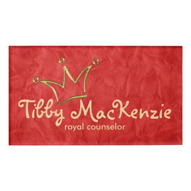 Funny Crown Gold + Ihr Backgr. & Text Namenschild (Vorderseite)