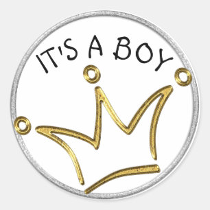 Funny Crown Gold + Ihr Backgr. & Text Runder Aufkleber
