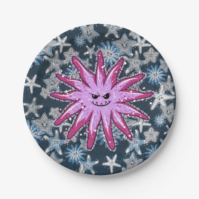 Funny Crown of Thorns Starfish mit einem Spiegel Pappteller (Vorderseite)