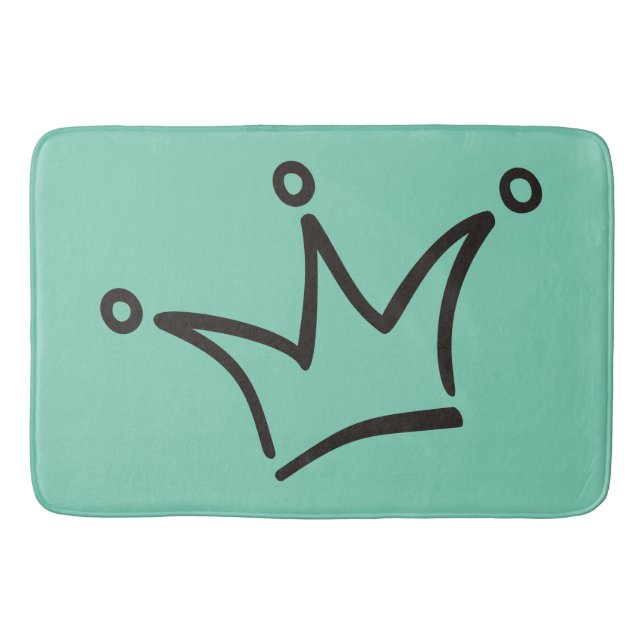 Funny Crown schwarz + dein Backgr. & Text Badematte (Vorderseite)