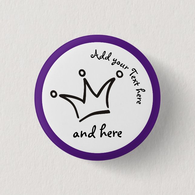 Funny Crown schwarz + dein Backgr. & Text Button (Vorderseite)