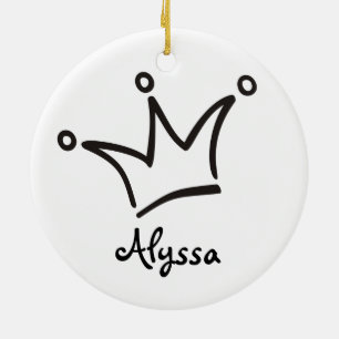 Funny Crown schwarz + dein Backgr. & Text Keramik Ornament