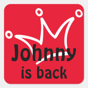 Funny Crown weiß + Ihr Backgr. & Text Quadratischer Aufkleber