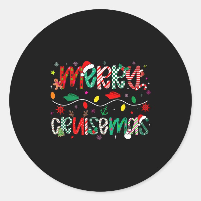 Funny Cruise Lover Merry Cruisemas Christmas Famil Runder Aufkleber (Vorderseite)