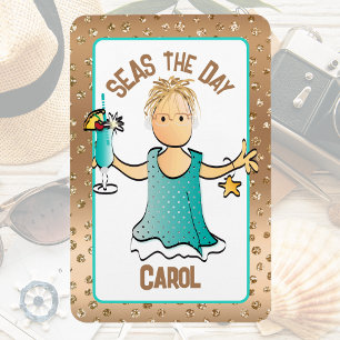 Funny Cruise Ship Door Seas the Day Rose Gold Magnet