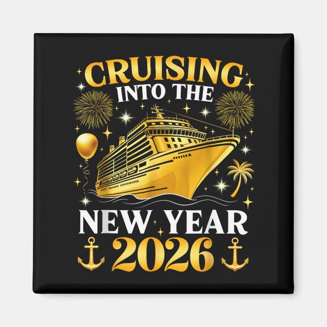 Funny Cruising Into 2026 New Year Matching Family  Magnet (Vorne)