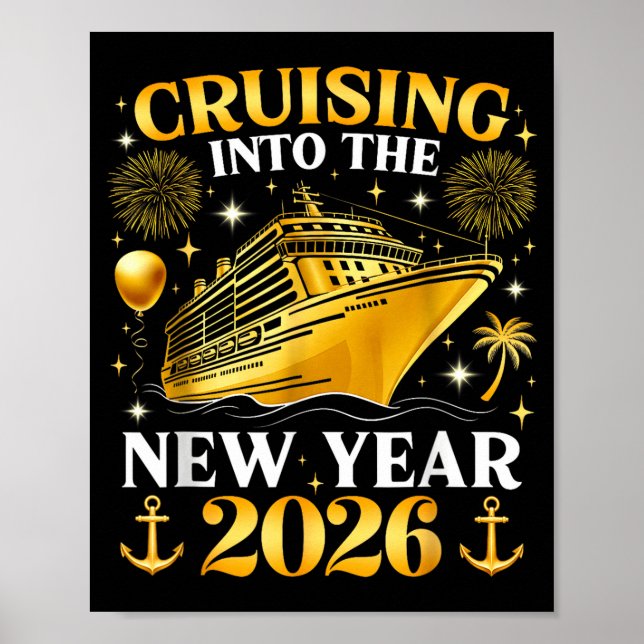 Funny Cruising Into 2026 New Year Matching Family  Poster (Vorne)