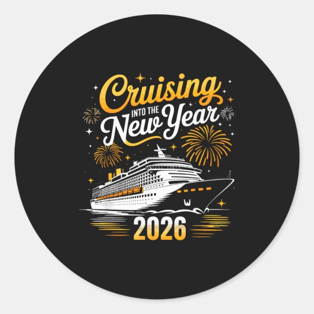Funny Cruising Into 2026 New Year Matching Family  Runder Aufkleber (Vorderseite)