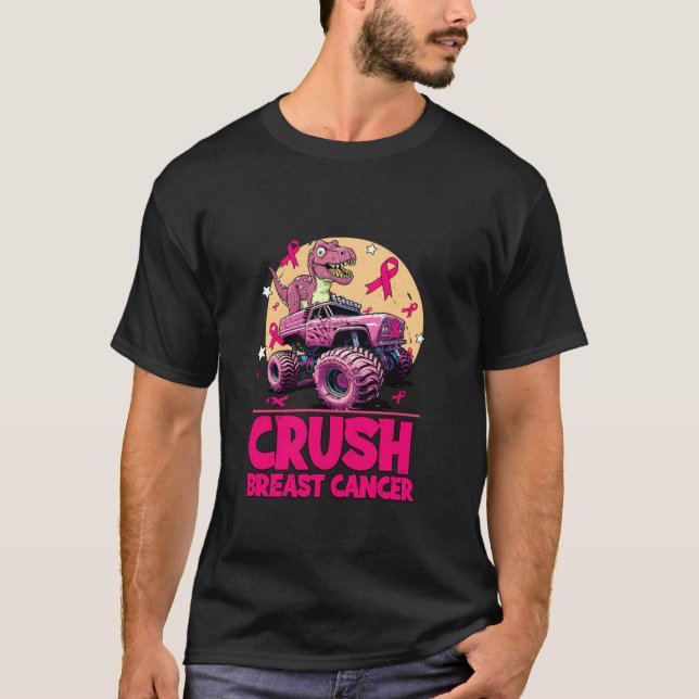 Funny Crush Brustkrebs Dinosaurier Riding Monster T-Shirt (Vorderseite)