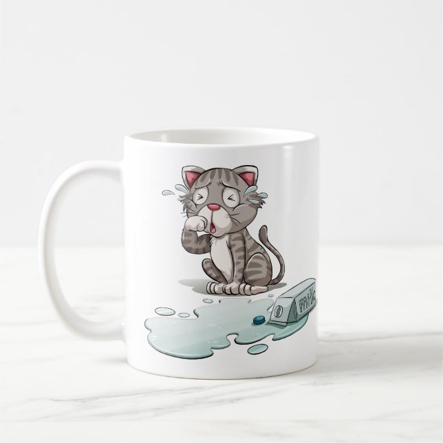 Funny Cry Cat benutzerdefinierte Tasse (Links)