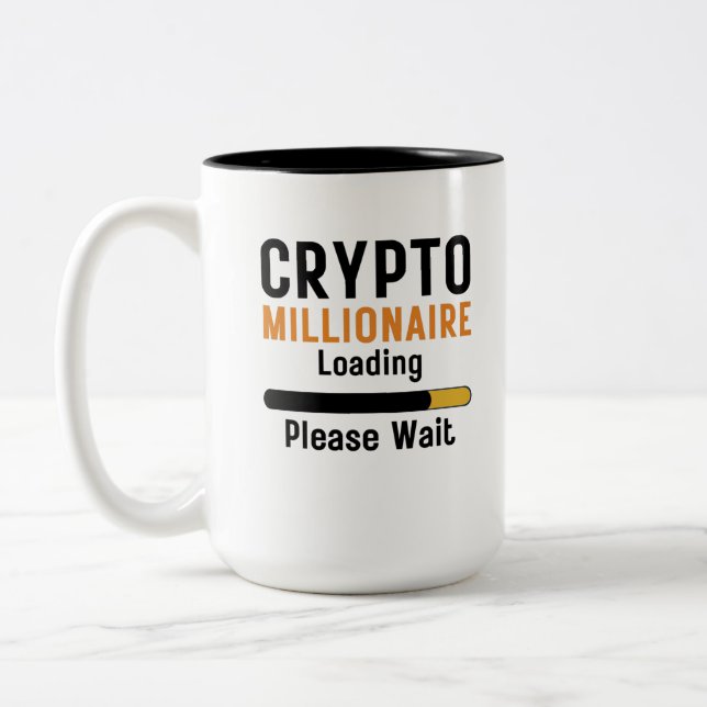 Funny crypto Millionaire Loading bitte warten Hand Zweifarbige Tasse (Links)