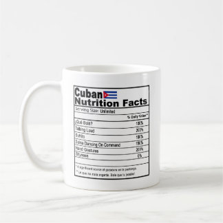 Funny Cuban Nutrition Fact Coffee Tasse