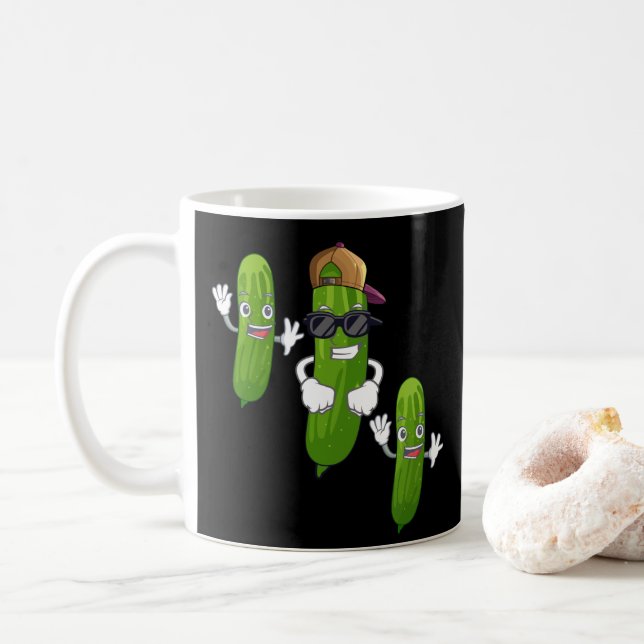 Funny Cucumber Pickle Dancing Food Kaffeetasse (Mit Donut)
