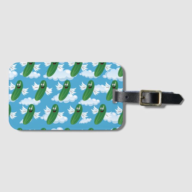 Funny Cucumber Pickles Fantasy Spaß Emojis Gepäckanhänger (Vorderseite (Horizontal))
