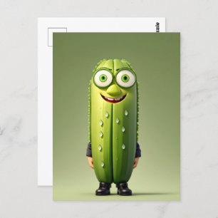 Funny cucumper Charakter Postkarte