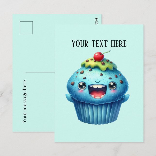 Funny cupcake Liebhaber fügen Text Postkarte (Vorne/Hinten)