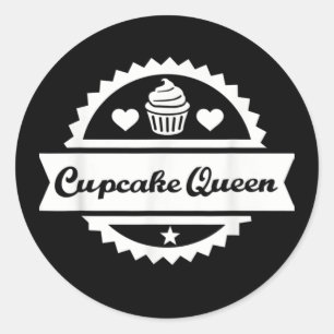 Funny cupcake Queen word art Runder Aufkleber