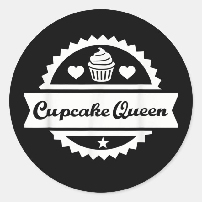 Funny cupcake Queen word art Runder Aufkleber (Vorderseite)