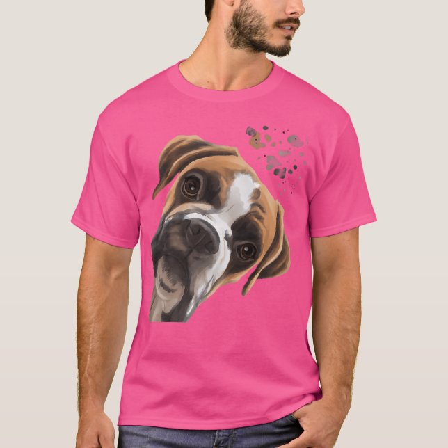 Funny Curious Boxer Dog T-Shirt (Vorderseite)