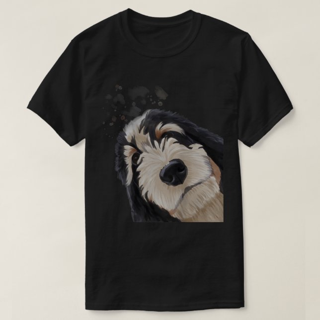 Funny Curious Dog Bernedoodle T-Shirt (Design vorne)